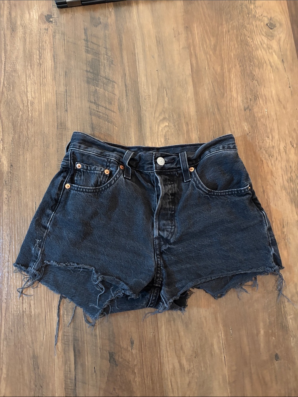 Levi's Black Distressed Cutoff Jean Shorts
